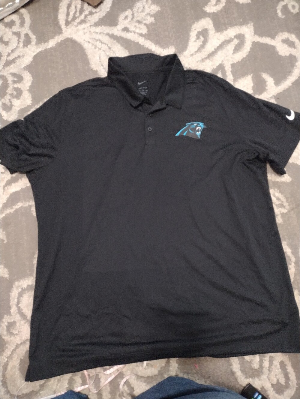 Nike Drifit Black Carolina Panthers Polo